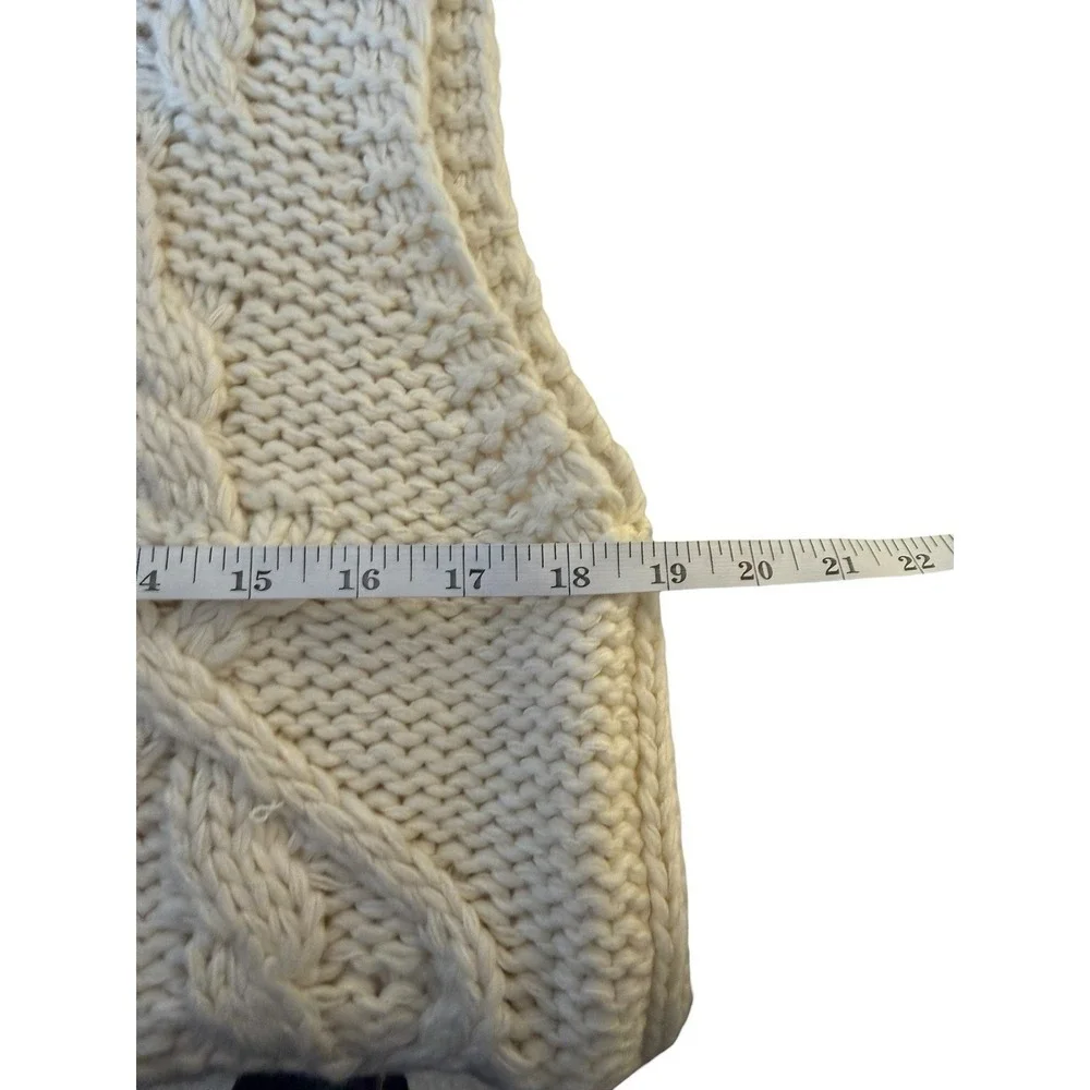 Urban‎ Outfitters BDG Cable Knit Faux Fur Hooded Sweater Vest XL Chunky Cream